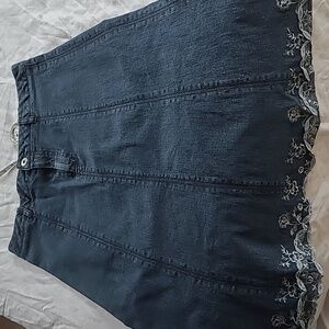 Embroidered denim skirt